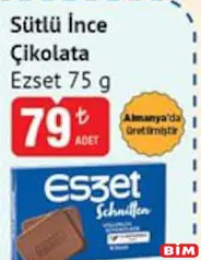 ESZET SÜTLÜ İNCE ÇİKOLATA 75 G fiyat ve kampanya bilgisi